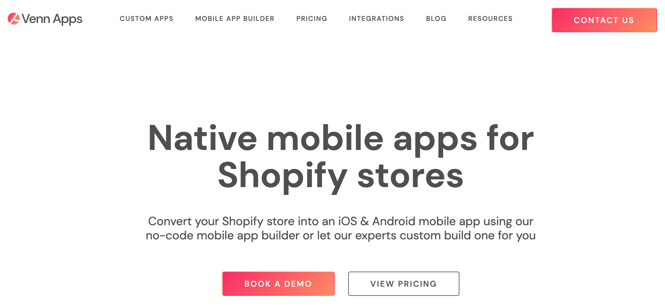 Homepage of VennApps