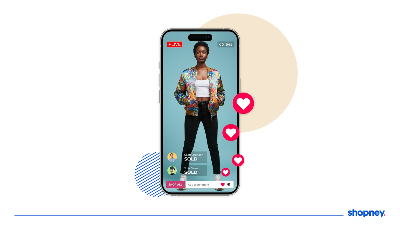 Mobile app screen showcasing a live selling event