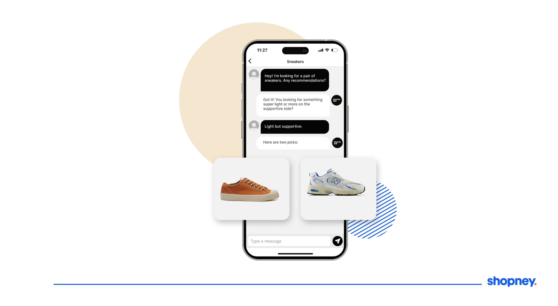 In-app chat example of a Shopney mobile app
