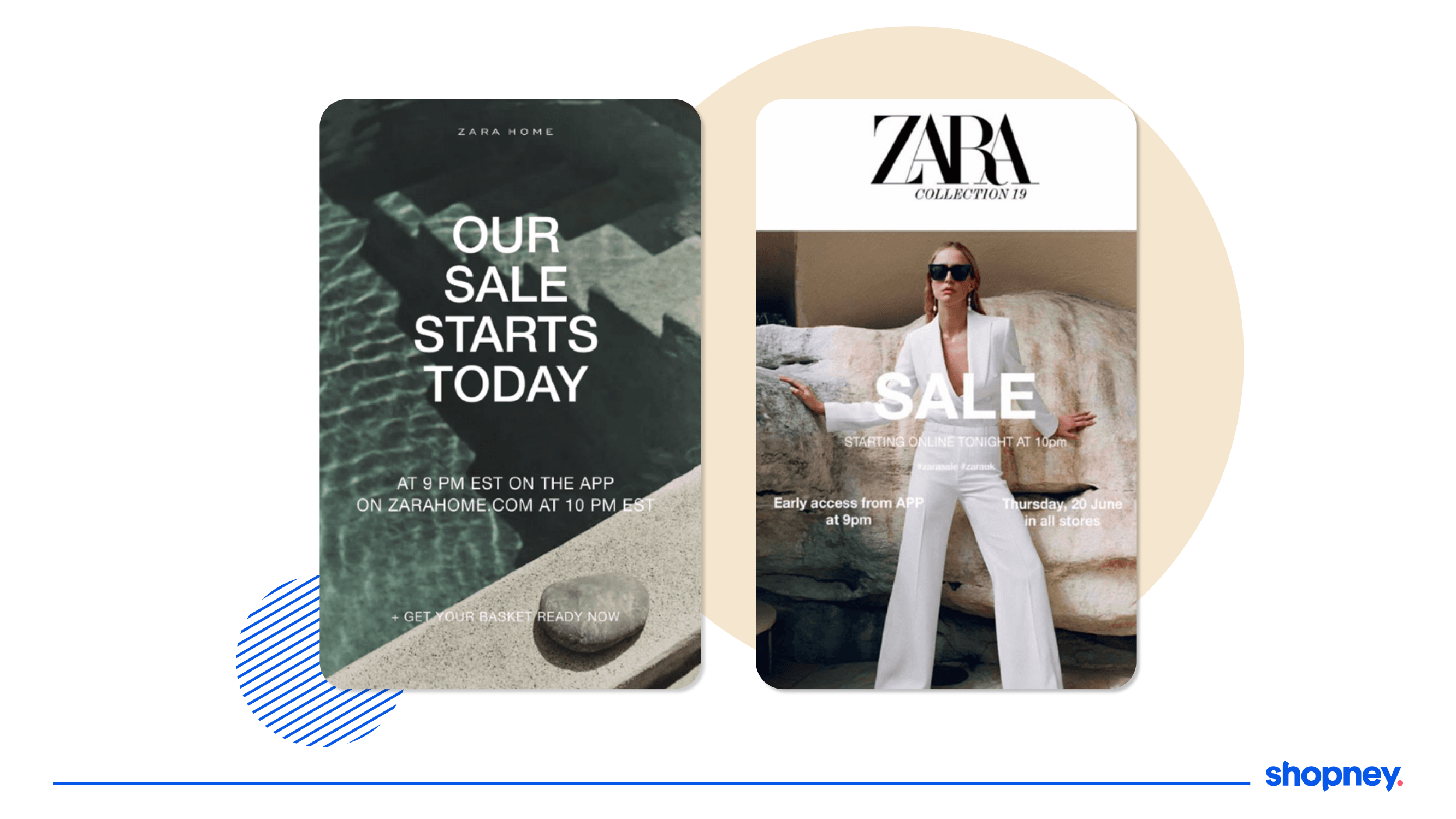 Zara's mobile app design to announce BFCM sales