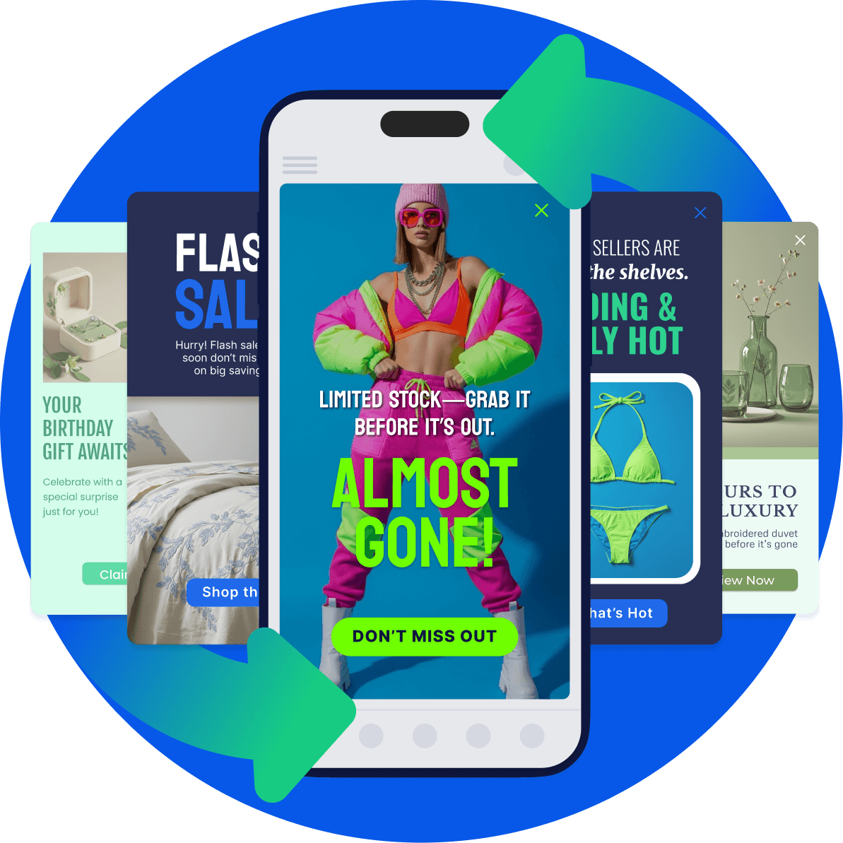 Example of Shopney Mobile app showcasing product listings with a badge highlighting 'Up to 300% Higher AOV'.