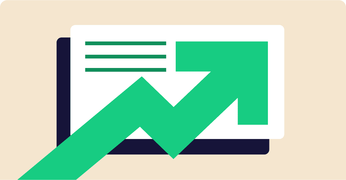 Upward arrow symbolizing higher conversion rates with a mobile app