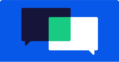 two chat bubbles merged, representing customer engagement