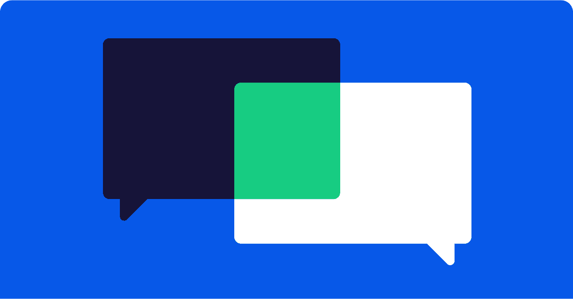 two chat bubbles merged, representing customer engagement