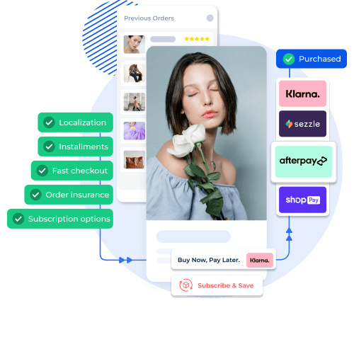product detail page of a shopney mobile app, displaying payment options and multi-currency feature