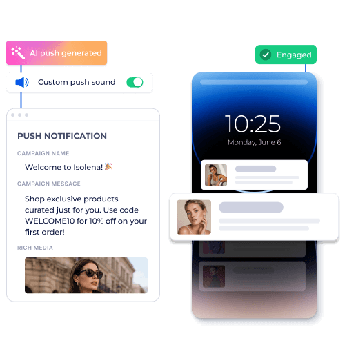 Example of an AI-generated push notification sent with sound