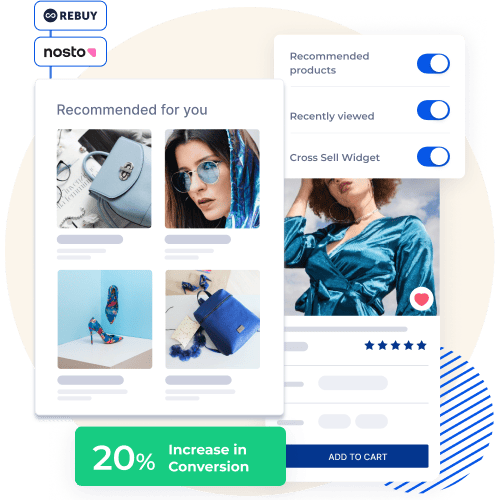 Example of a Shopney Mobile App PDP with Product recommendations enabled with Rebuy and Nosto integrations, showing a 20% increase in conversion.