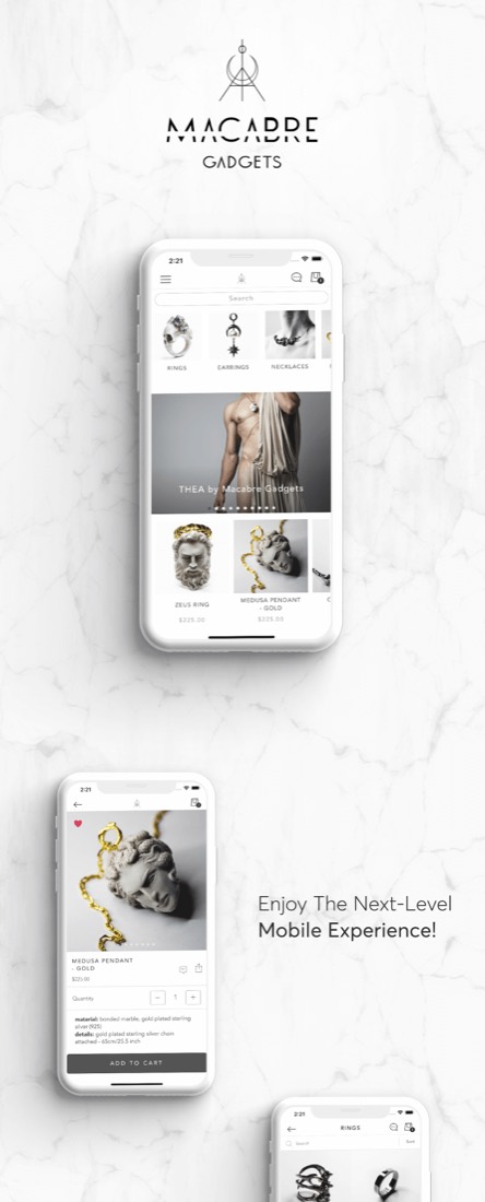 Macabre Gadgets mobile app built with Shopney