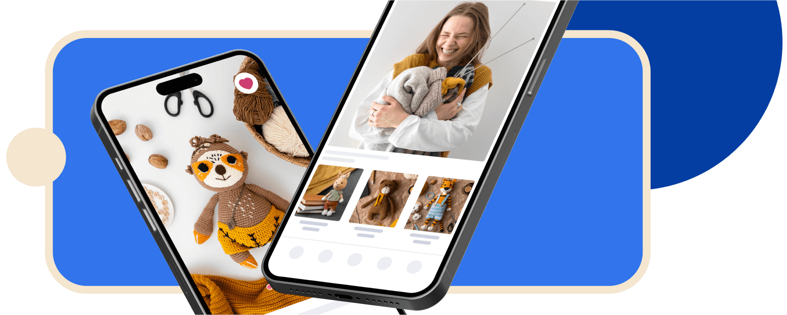 Two mobile app images that shows some clothes with a video player image