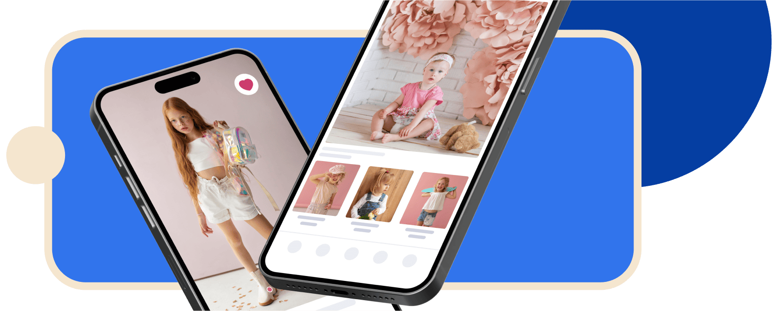 Two mobile app images that shows some clothes with a video player image
