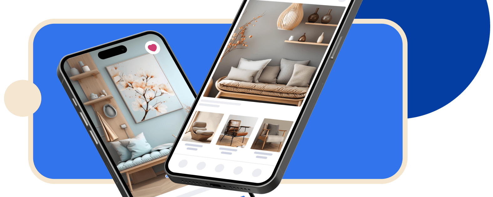 Two mobile app images that shows some clothes with a video player image