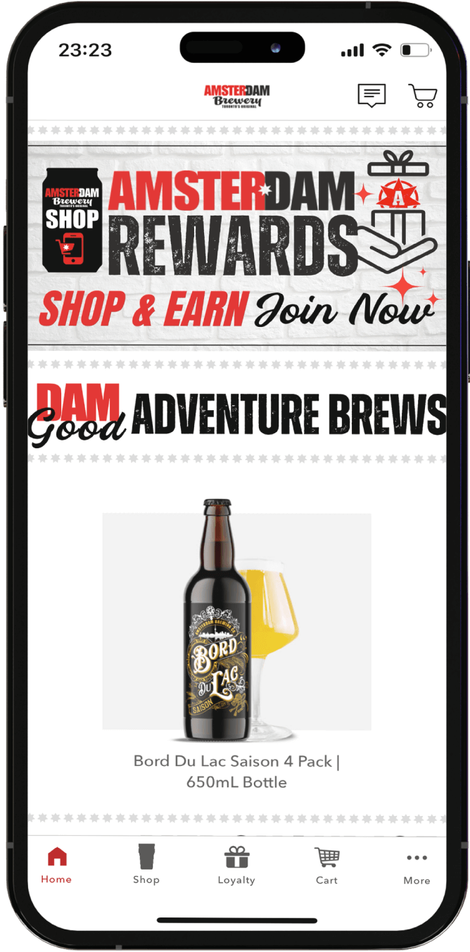 Mobile pages of Amsterdam Brewery App