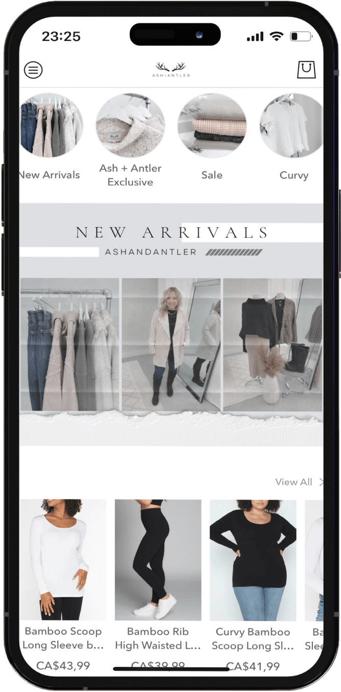 Mobile pages of Ash Antler App