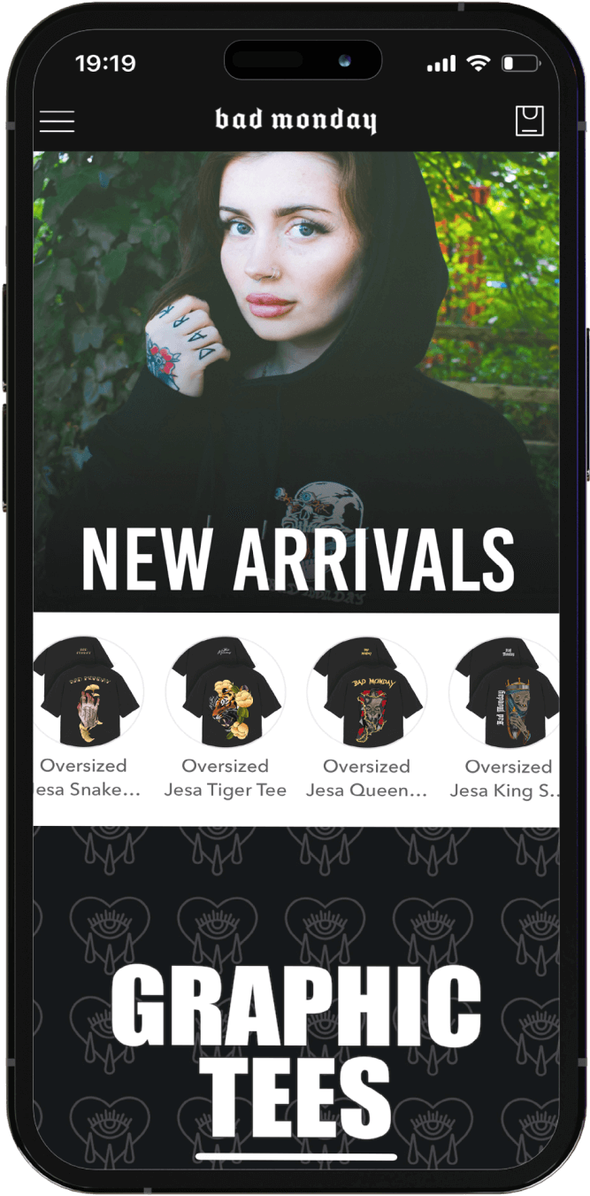 Mobile App-Seiten von Bad Monday