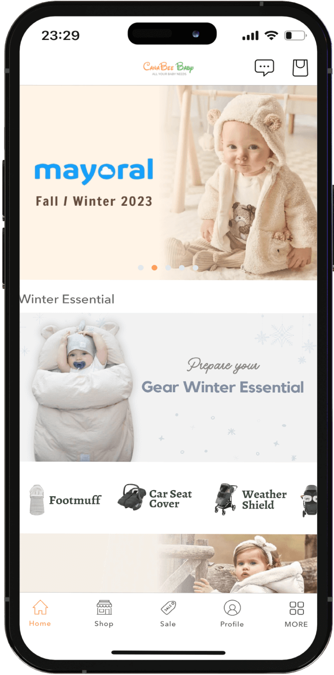 Mobile pages of Canabee Baby App