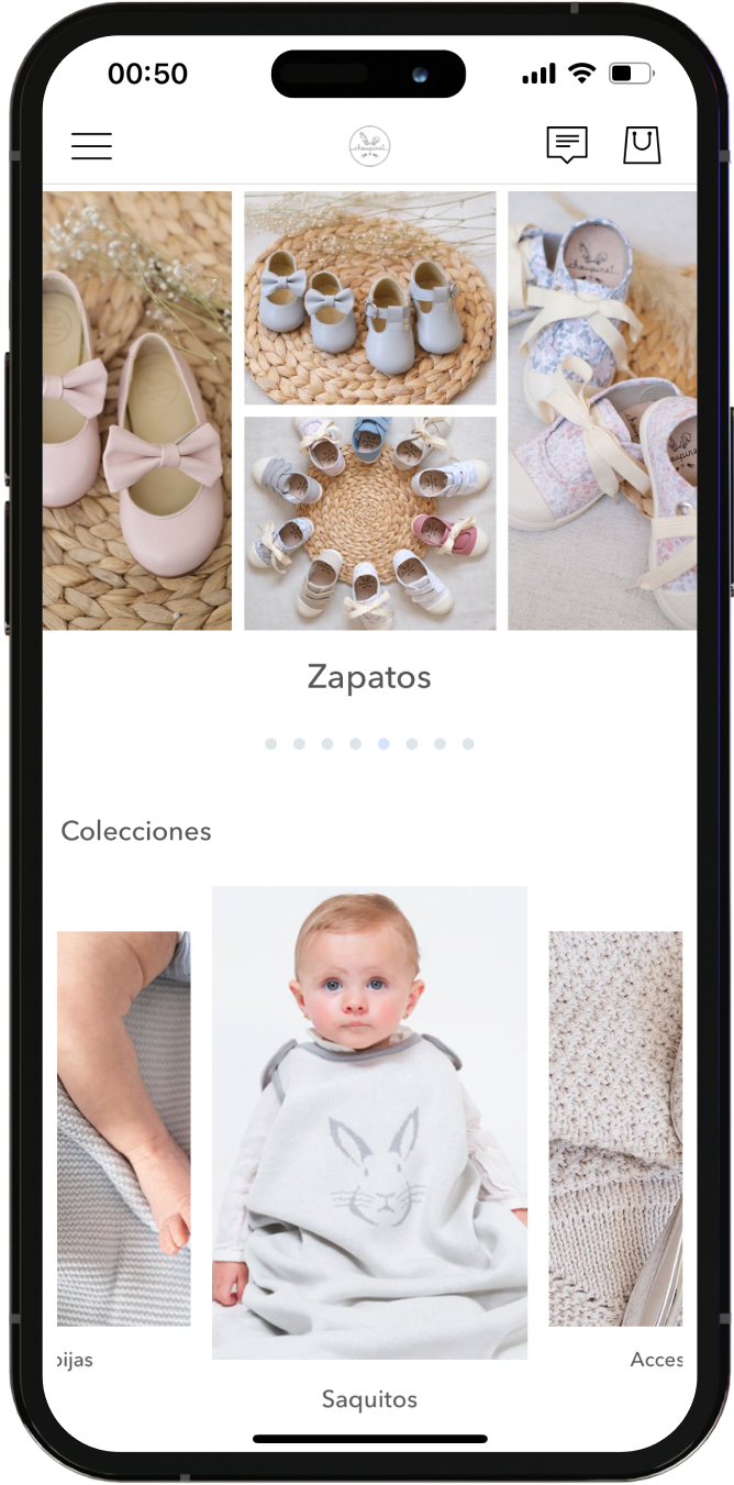Página móvil de la app Choupinet