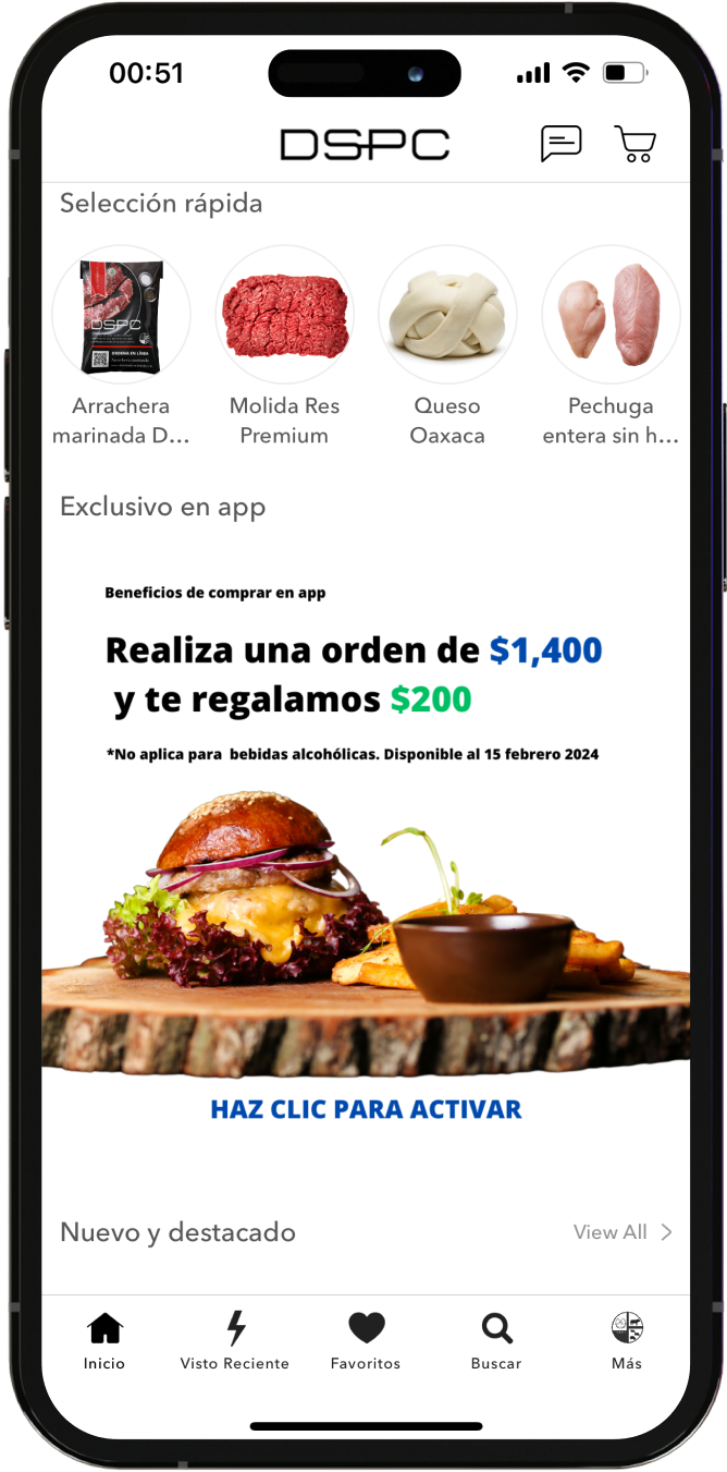 Página móvil de la app DSPC