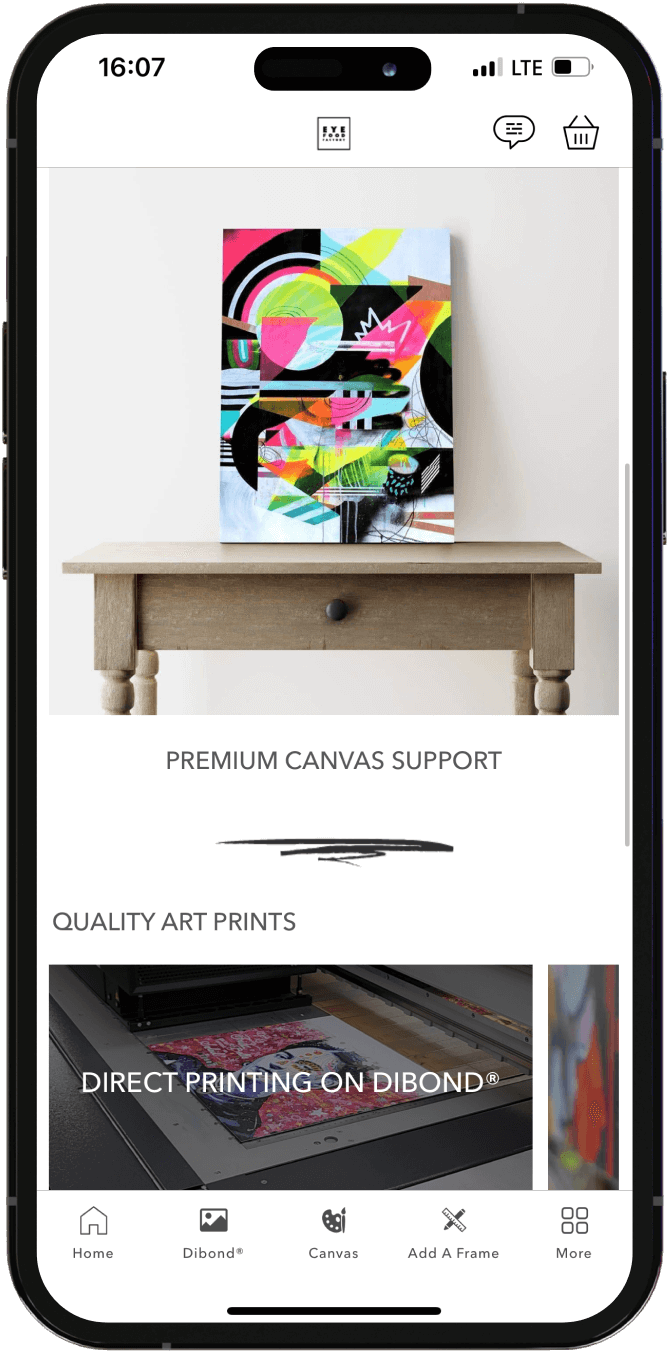 Mobile pages of Eyefood Factory App