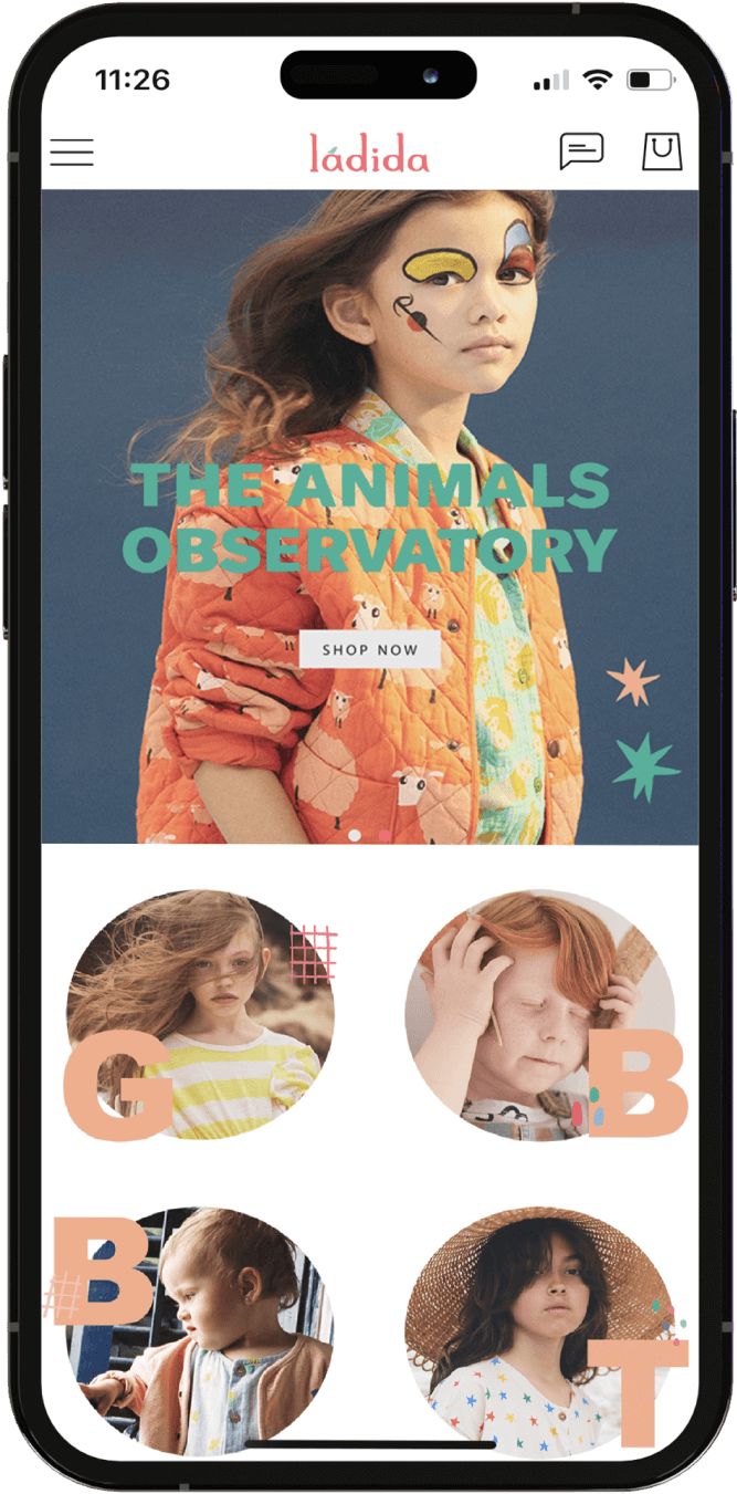 Mobile App-Seiten von Ladida