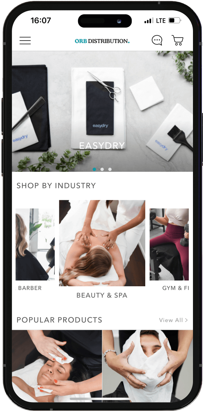 Mobile pages of Orb Distribution App