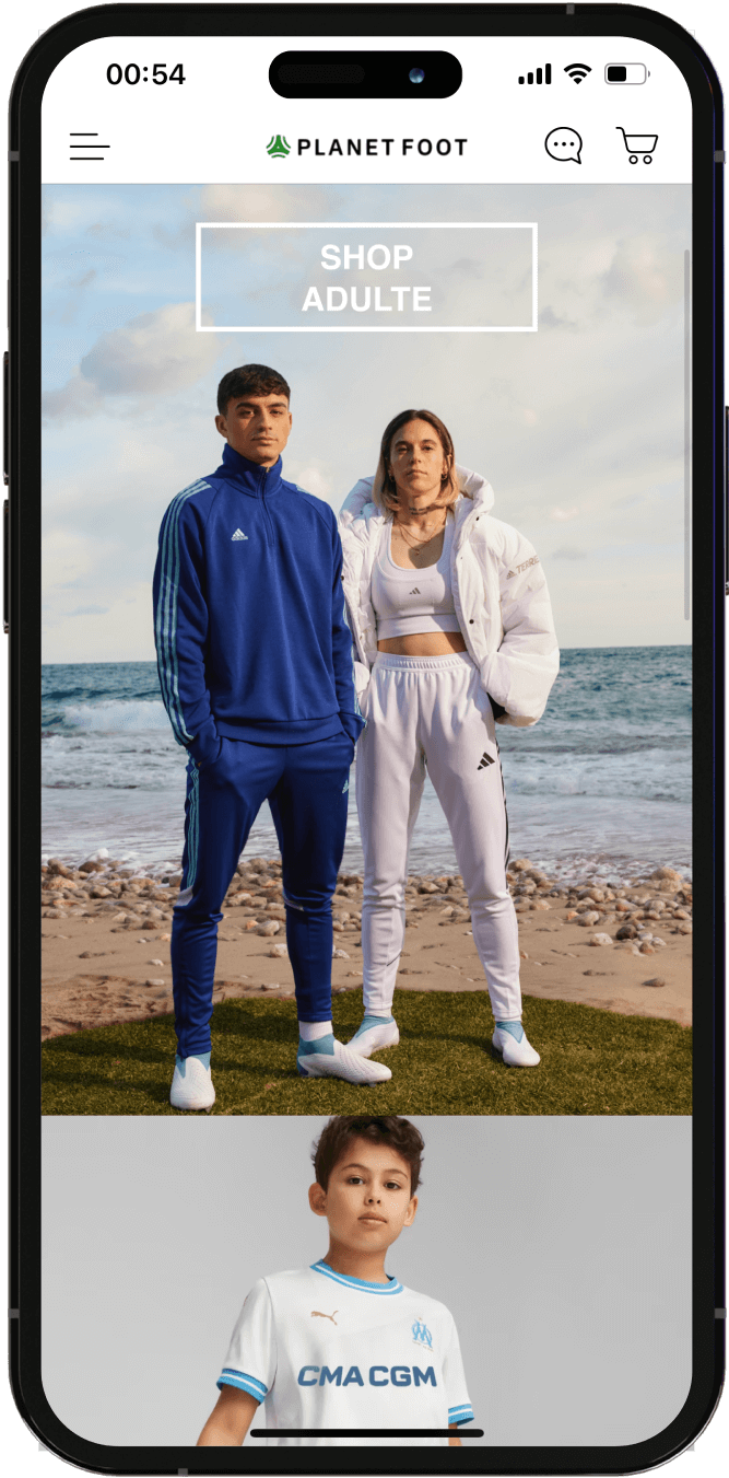 Page mobile de PlanetFoot App