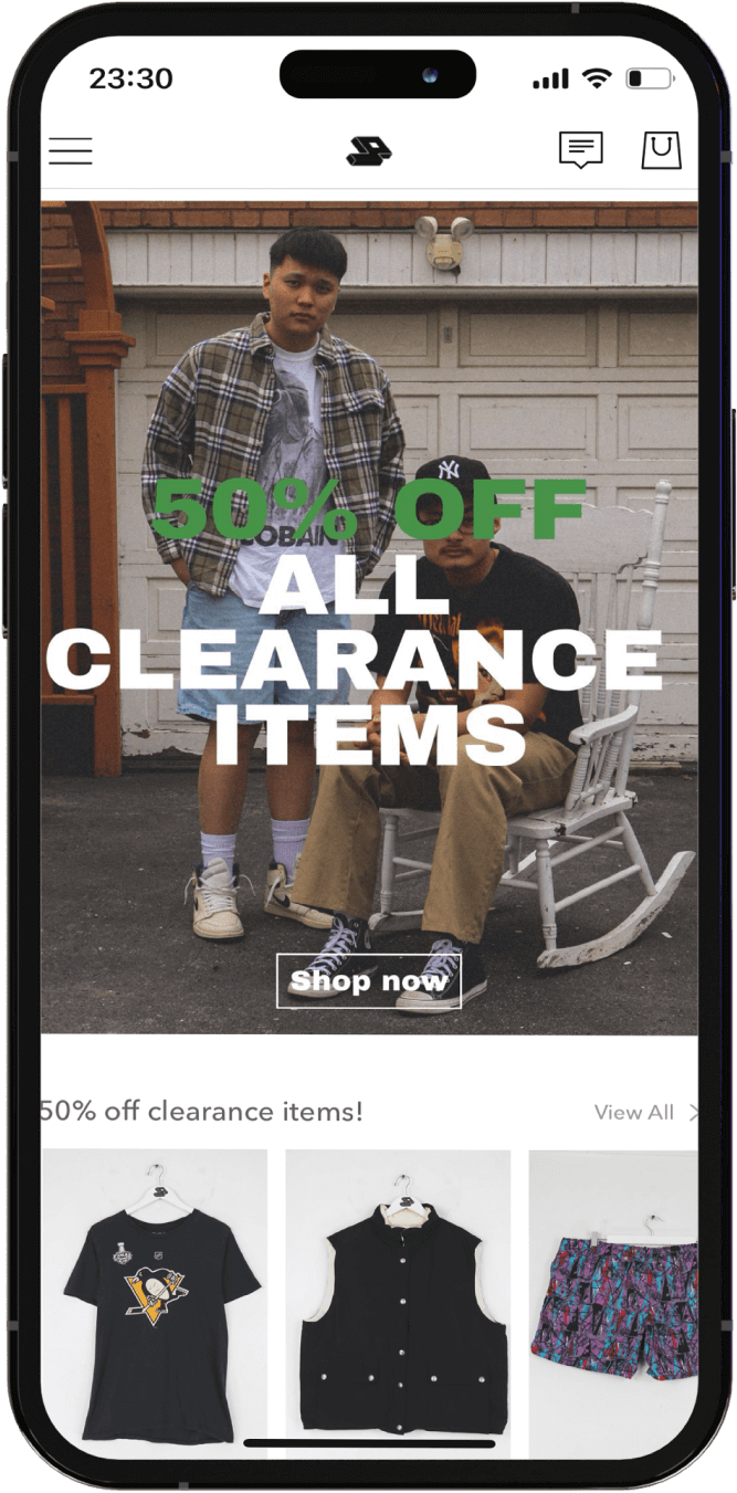 Mobile pages of Proper Vintage App