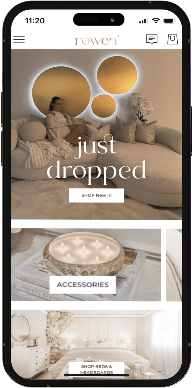 Mobile App-Seiten von Rowen