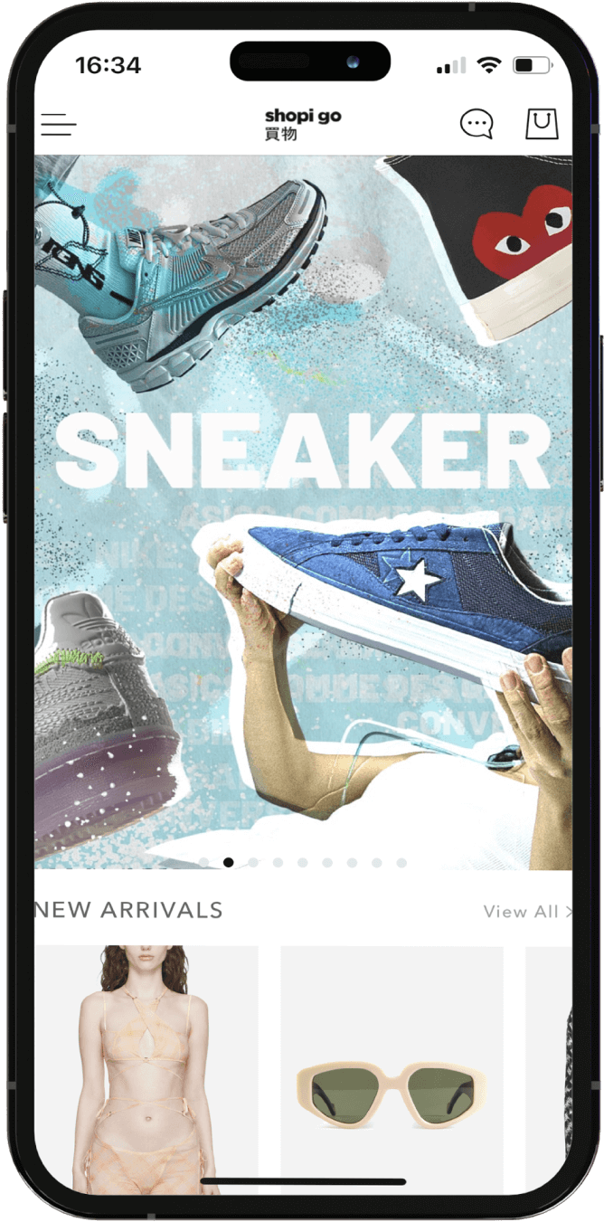 Mobile pages of Shopi Go App