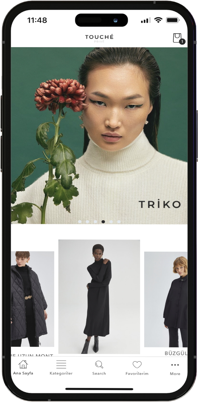 Mobile App-Seiten von Touche