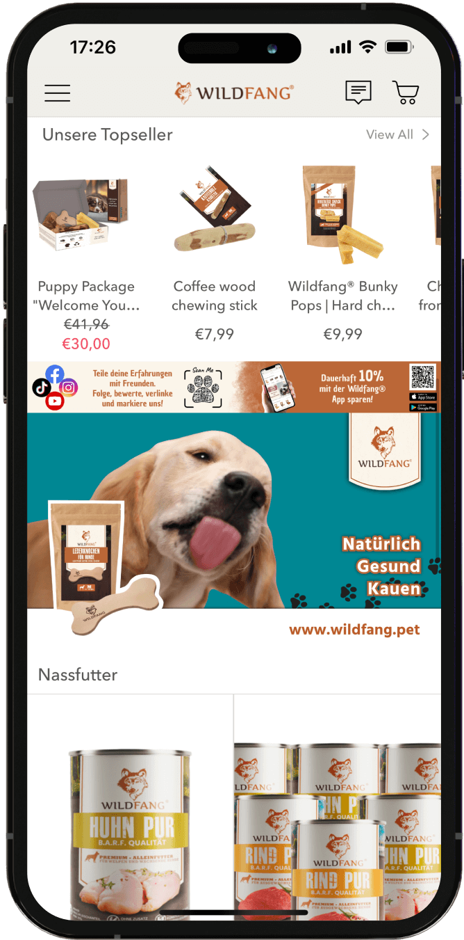 Mobile App-Seiten von Wildfang