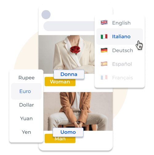 The language support options of Shopney