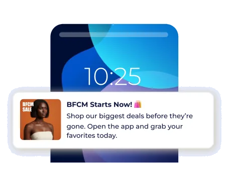 A BFCM push notification on a phone lock screen