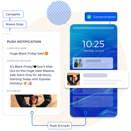 Ejemplo de notificación push creada en Shopney