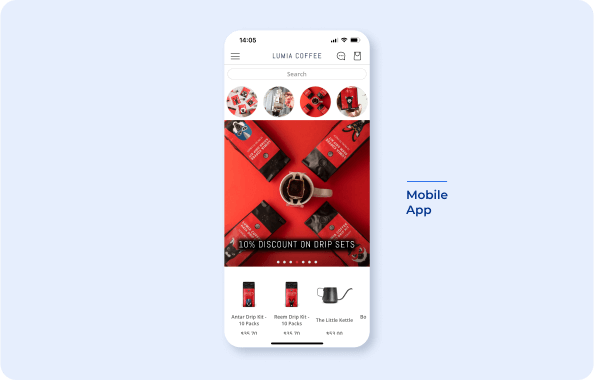 home page of Shopigo on Mobile app vs mobile web app