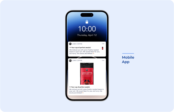example of push notifications from Shopigo