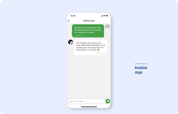 in-app chat page of Negative Apparel on Mobile app