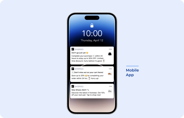 example of push notifications from Shopigo