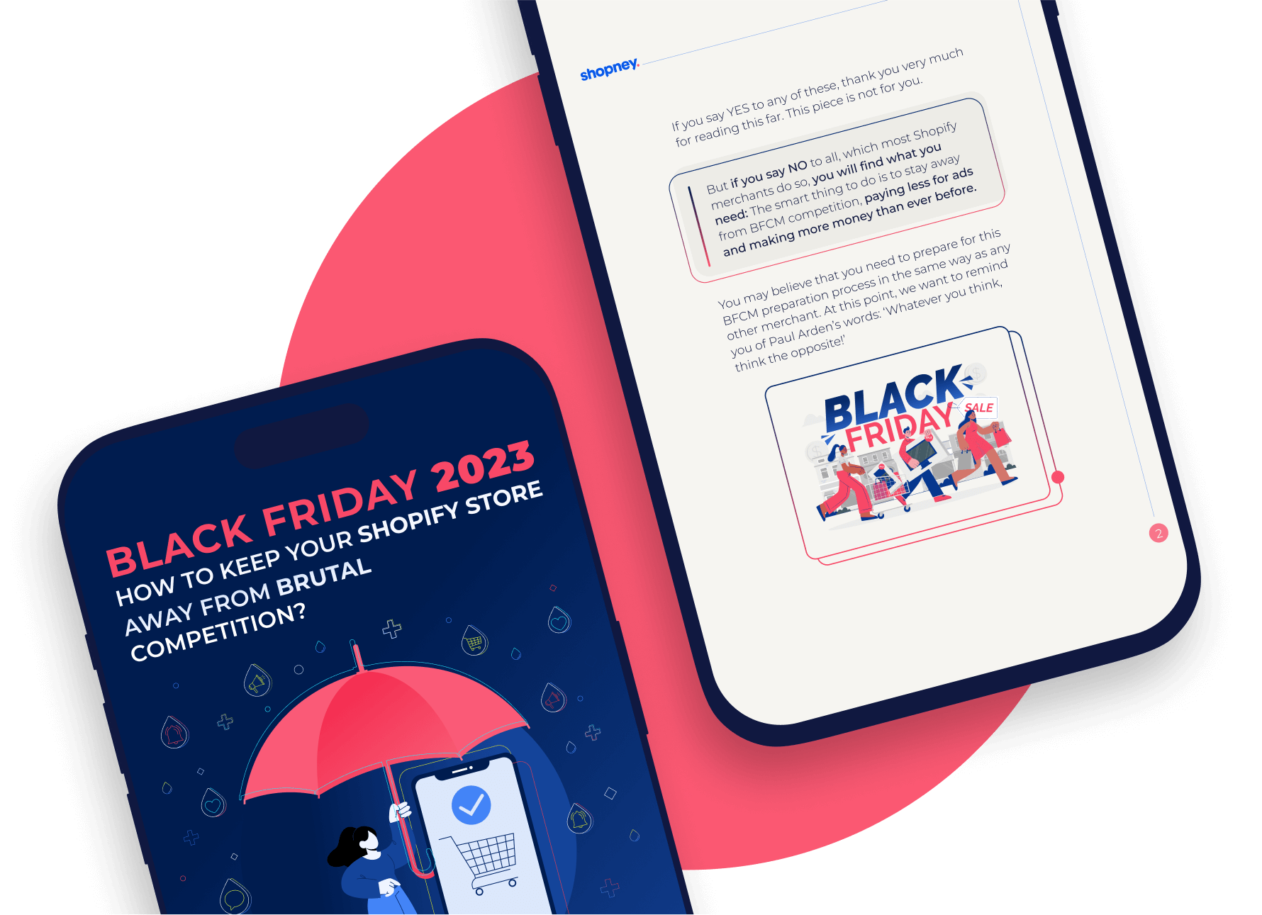 The ebook cover about how to stay away BFCM competition in 2023 for Shopify merchants
