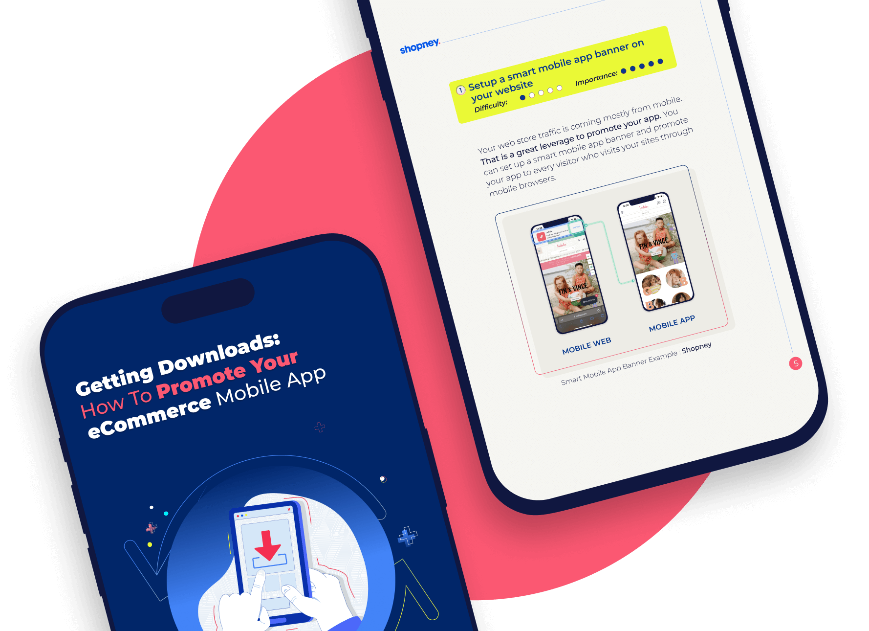 The ebook cover about how to promote your mobile app with an illustration on it