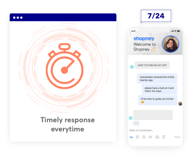 Shopney customer support team conversation with a customer