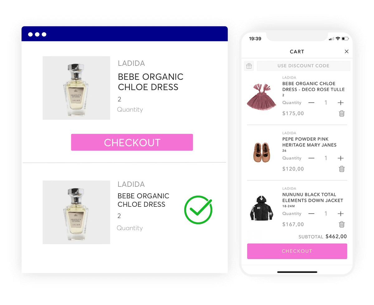 checkout page of a mobile app