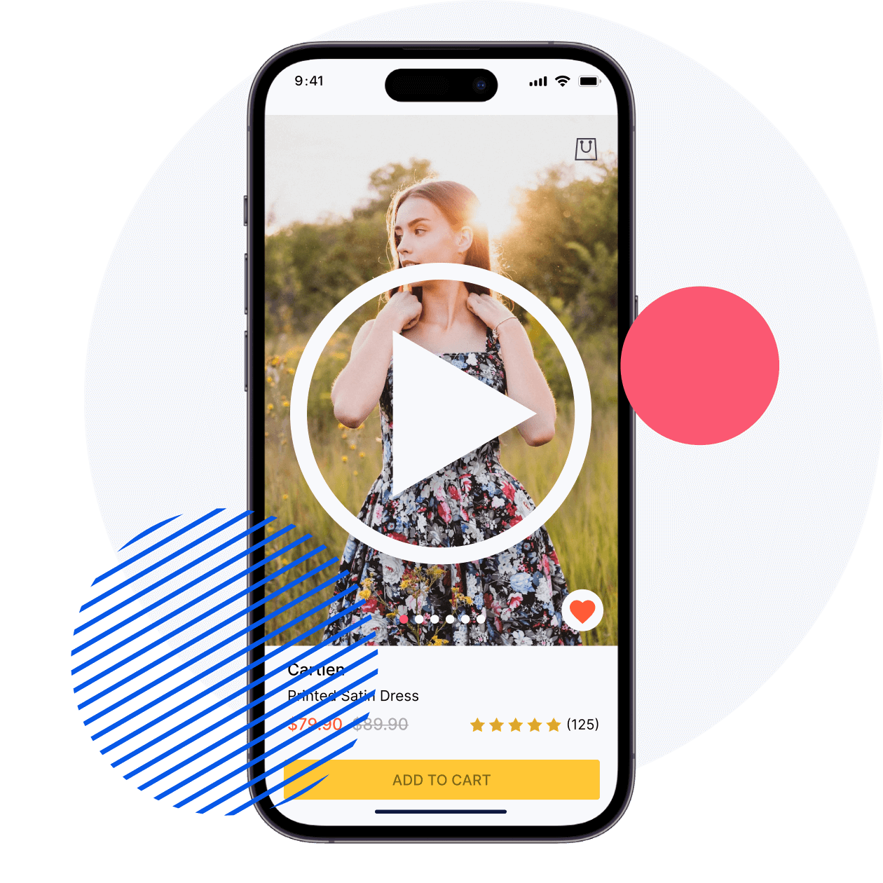 product page a mobile app with a full screen product picture