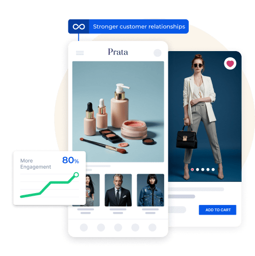 Mobile app showcasing fashion and beauty products, driving 80% more customer engagement and fostering stronger relationships through an intuitive and stylish shopping experience.