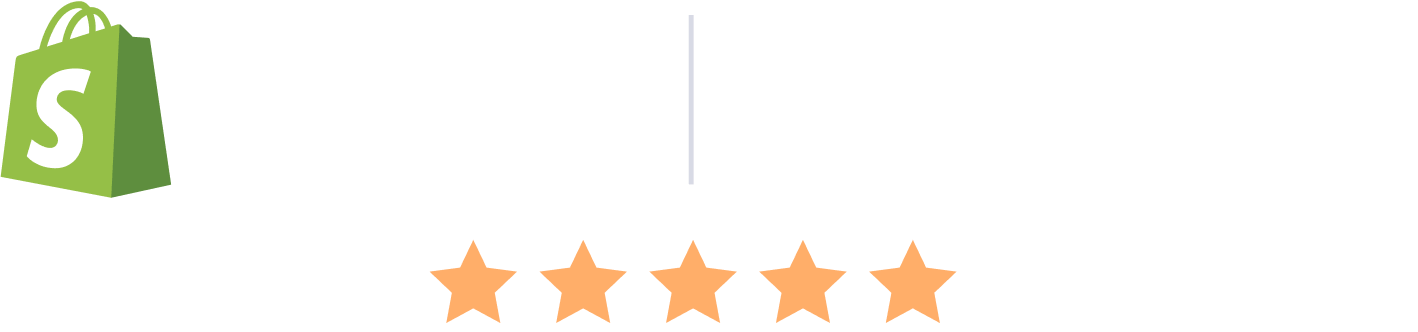 Shopify and Shopify Plus Logos with 5-Star icon representing Shopney’s rating on Shopify App Store