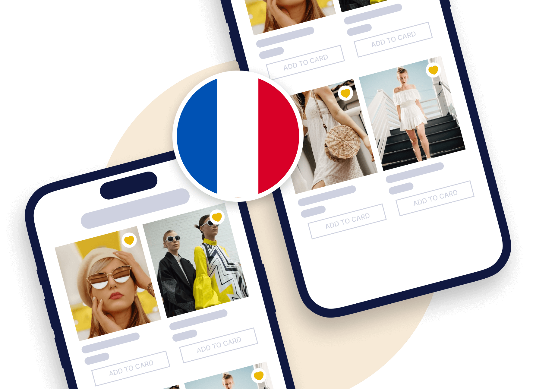 Pages de la liste des produits de l'application mobile
