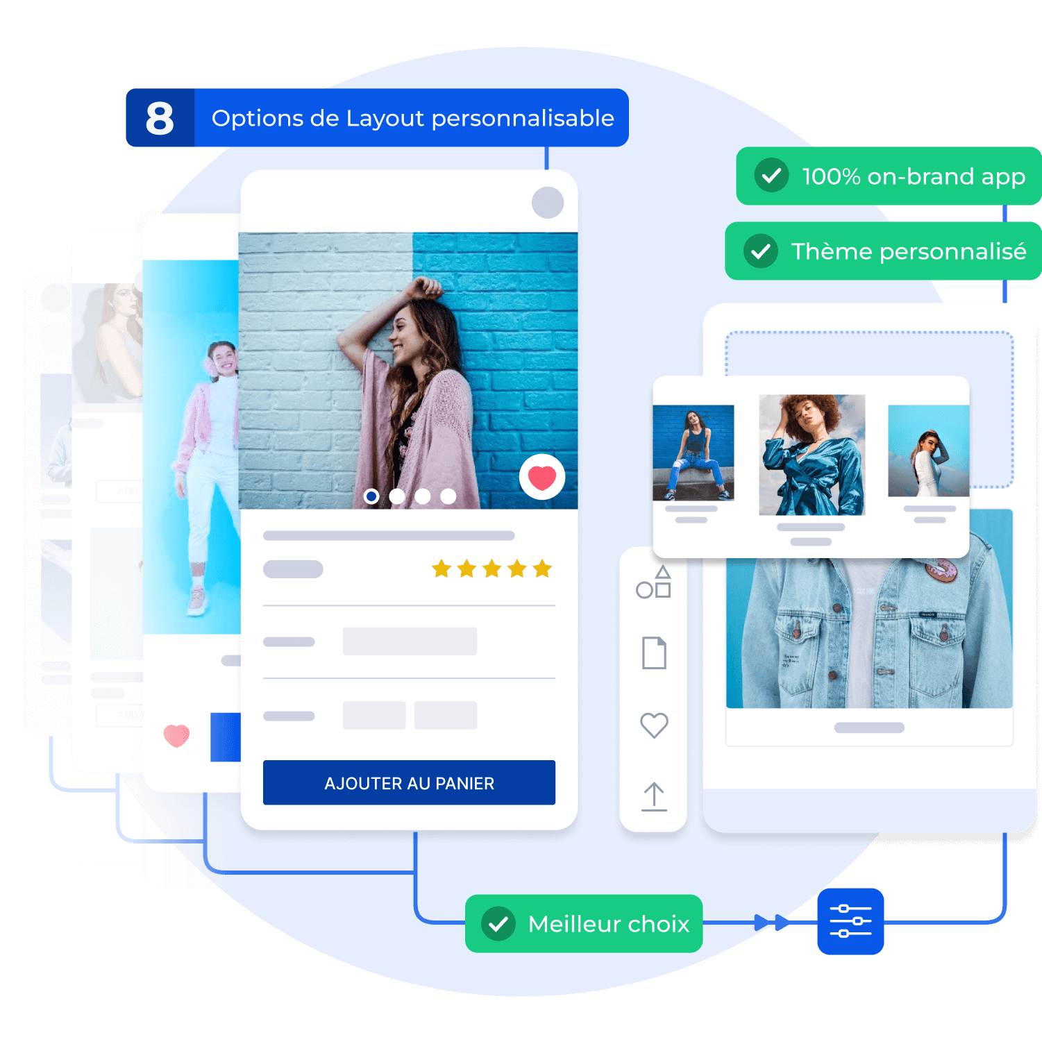 Différentes options thématiques pour les applications sur Shopney