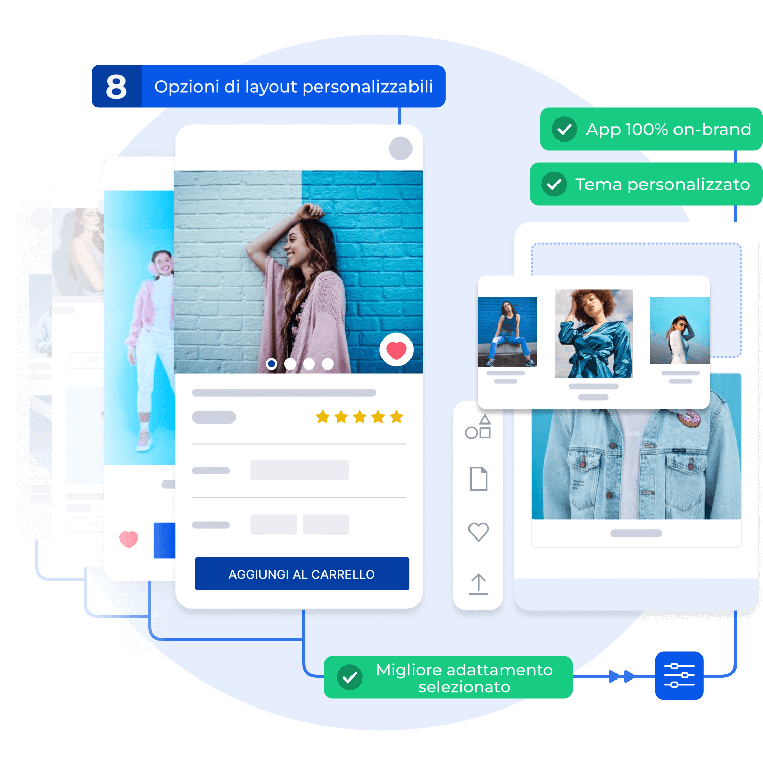 Diverse opzioni tematiche per le app su Shopney