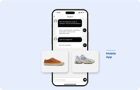 in-app chat page of Shopigo on Mobile app