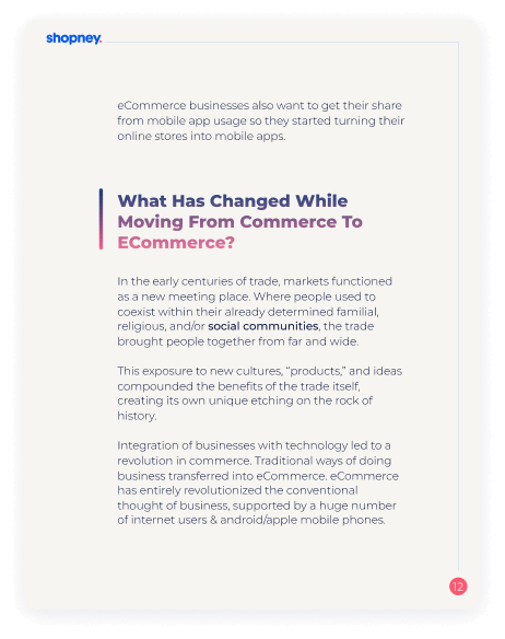 A page of Evolution of Commerce From Ancient Times to eCommerce ebook with an illustration on it