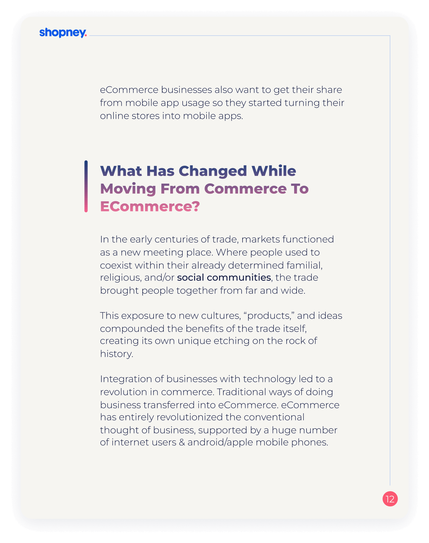 A page of Evolution of Commerce From Ancient Times to eCommerce ebook with an illustration on it